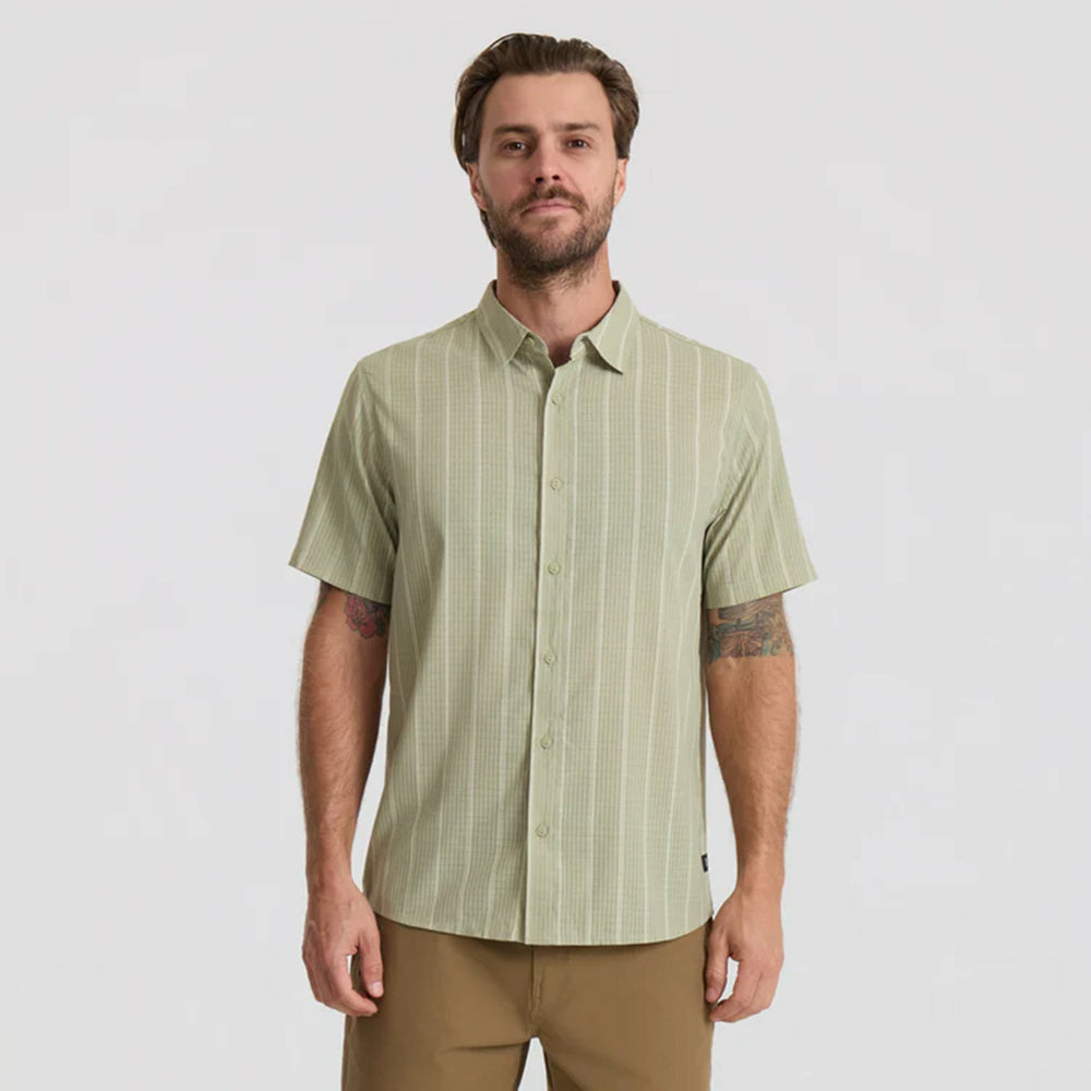Bless Up Breathable Stretch Shirt in Sage Stripe