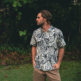Bless Up Breathable Stretch Shirt in Black Monstera