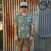 Bless Up Trail Button Up Shirt in Slate Green/Tan
