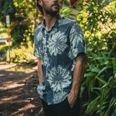 Bless Up Button Up Shirt in Navy Pukpulko