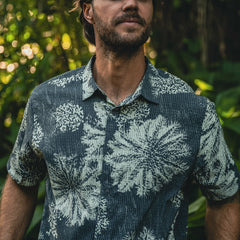 Bless Up Button Up Shirt in Navy Pukpulko