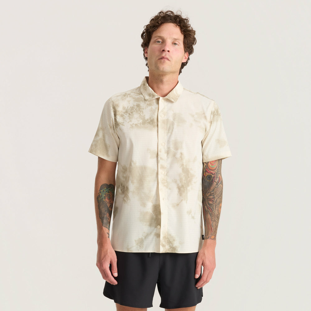 Bless Up Trail Button Up Shirt in Ivory Crystal Wash