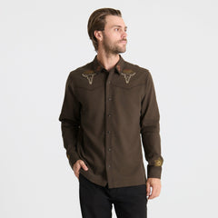 On the Range Long Sleeve Button Up Shirt in Dark Brown