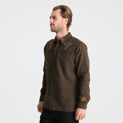 On the Range Long Sleeve Button Up Shirt in Dark Brown