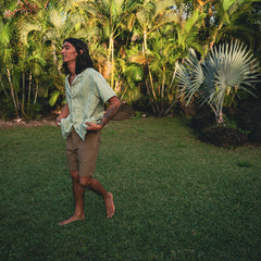 Gonzo Short Sleeve Button Up Shirt in Dusty Green