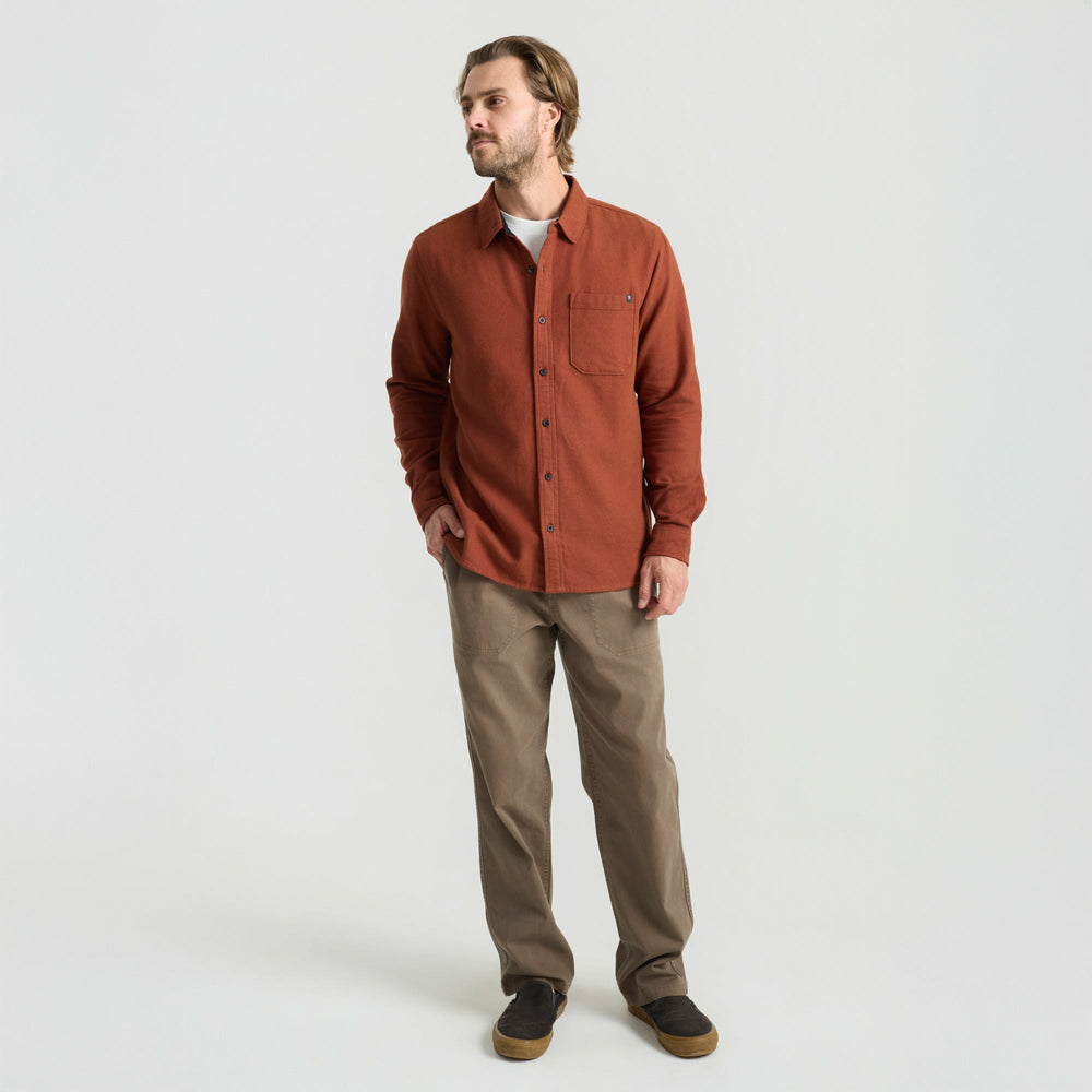 Crossroads Organic Cotton Flannel in Red Clay Herringbone