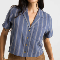 Crosswinds Camp Button Up Shirt in Neptune