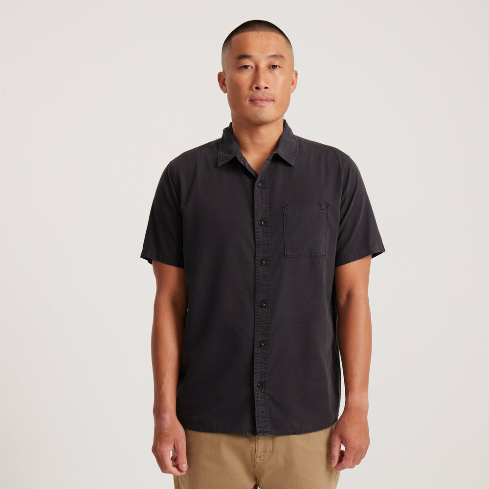 Made To Fade Short Sleeve Button Up Shirt in Washed Charcoal