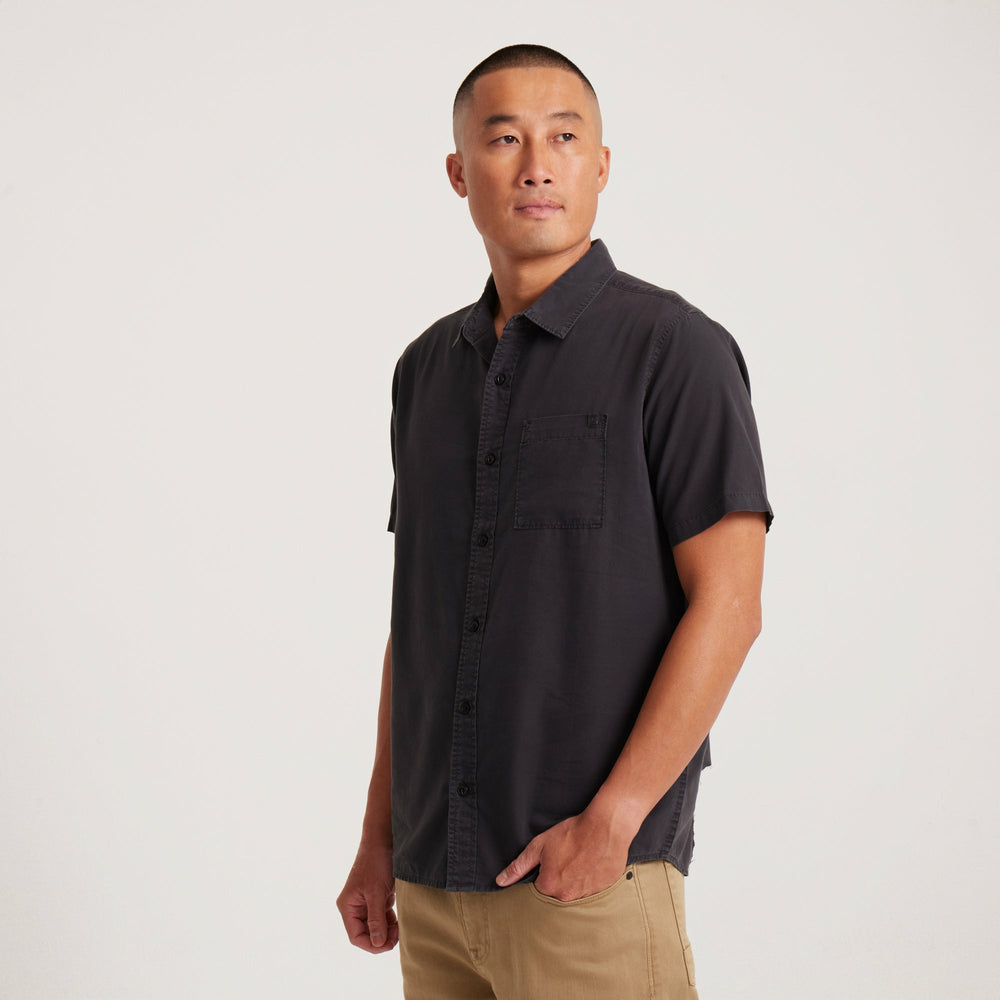 Made To Fade Short Sleeve Button Up Shirt in Washed Charcoal