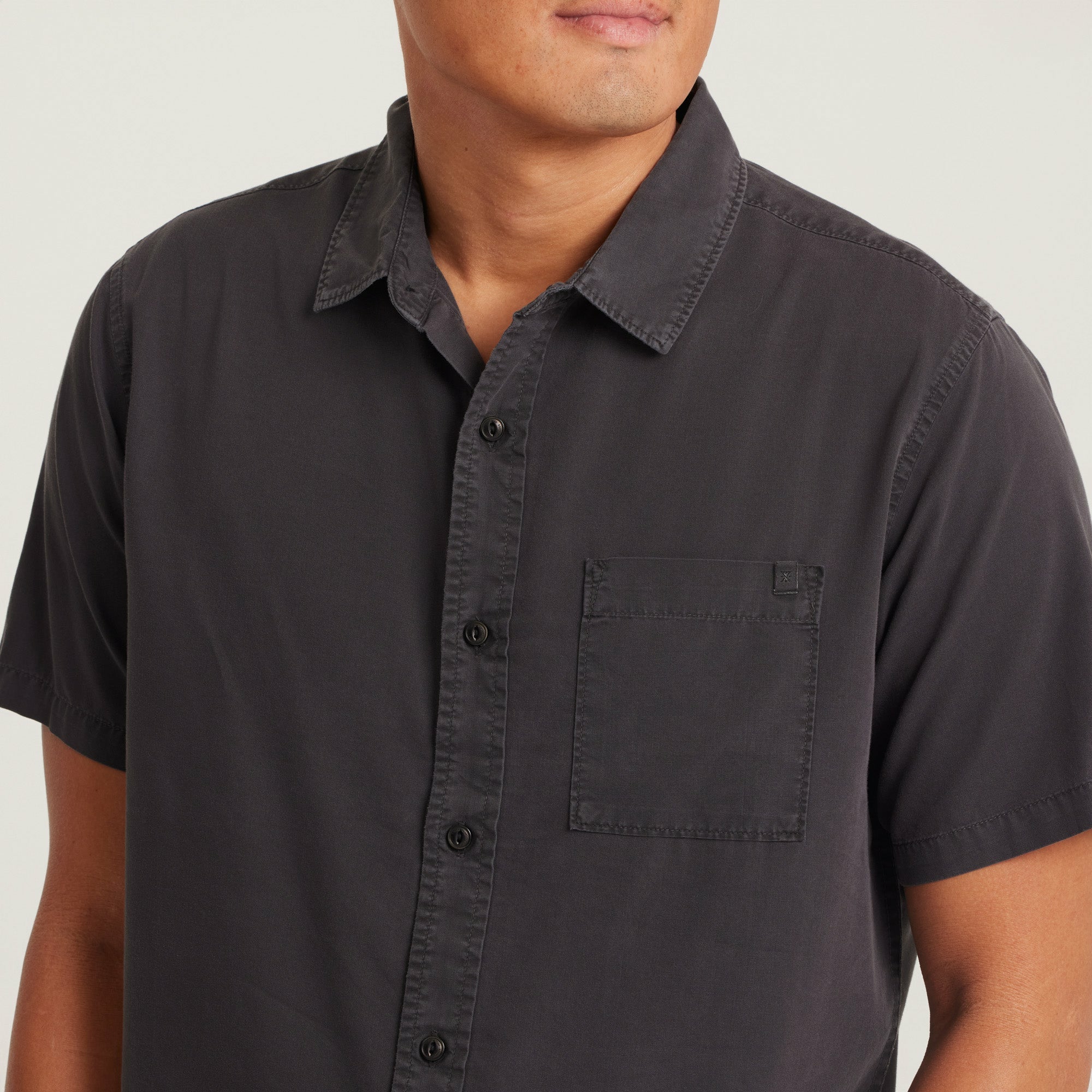 Made To Fade Short Sleeve Button Up Shirt in Washed Charcoal