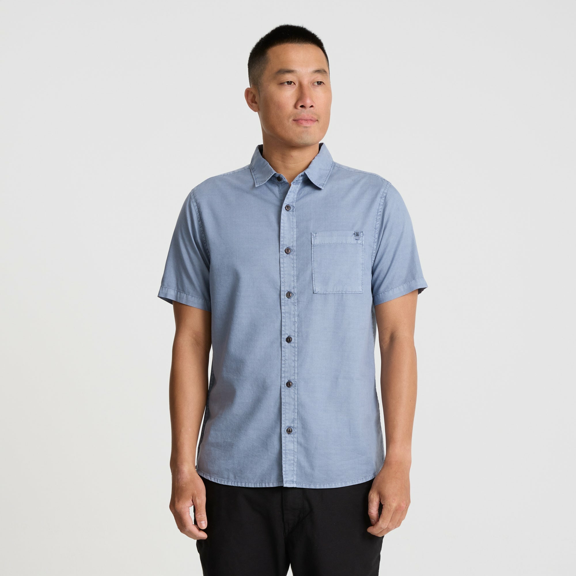 Made To Fade Short Sleeve Button Up Shirt in Washed Slate