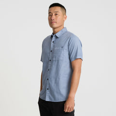 Made To Fade Short Sleeve Button Up Shirt in Washed Slate