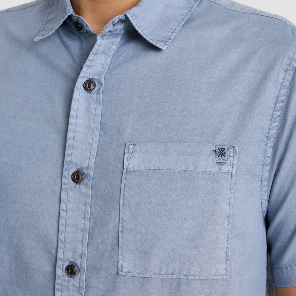 Made To Fade Short Sleeve Button Up Shirt in Washed Slate