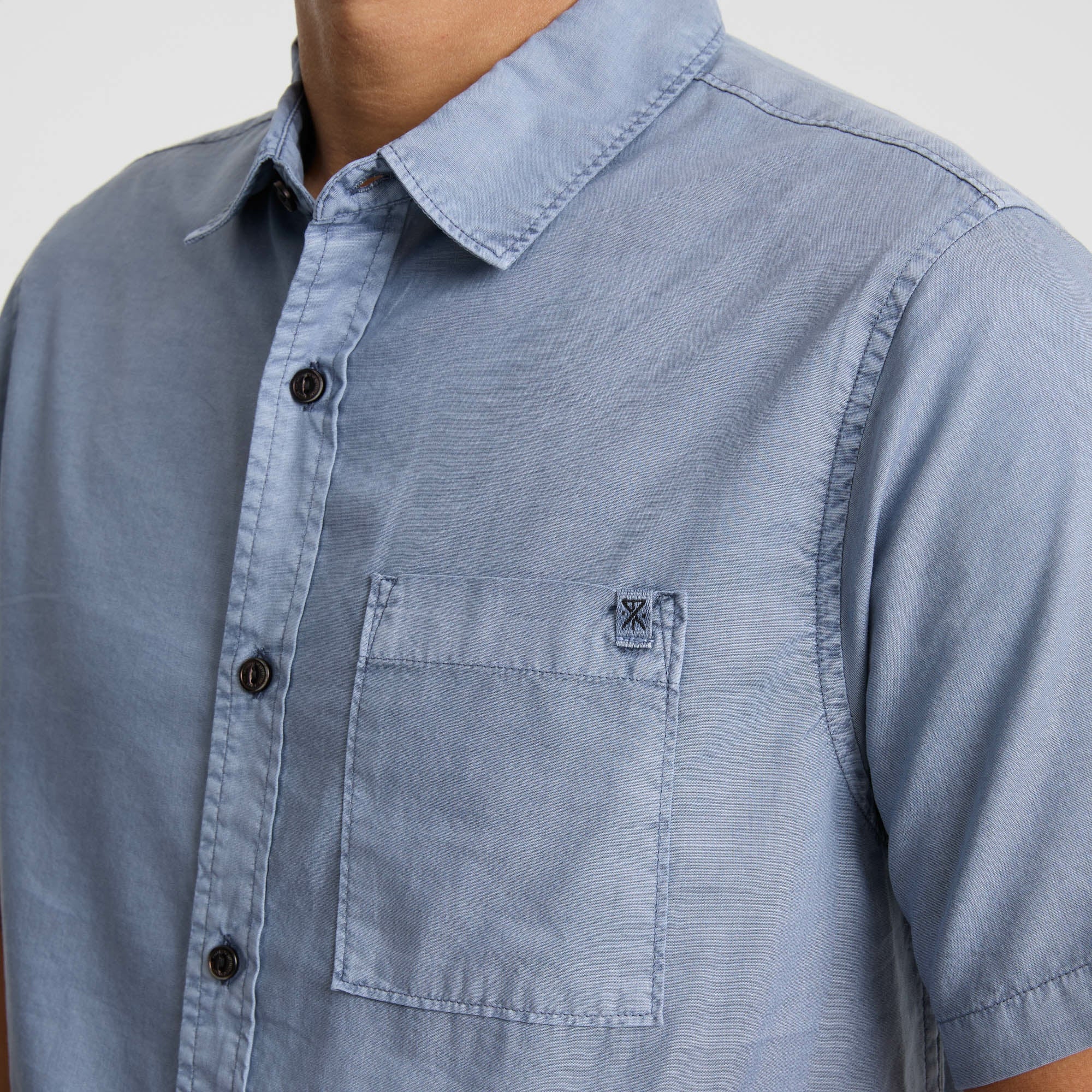 Made To Fade Short Sleeve Button Up Shirt in Washed Slate