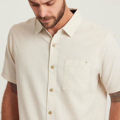 Made To Fade Short Sleeve Button Up Shirt in Washed Bone