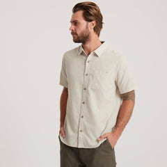 Made To Fade Short Sleeve Button Up Shirt in Washed Bone