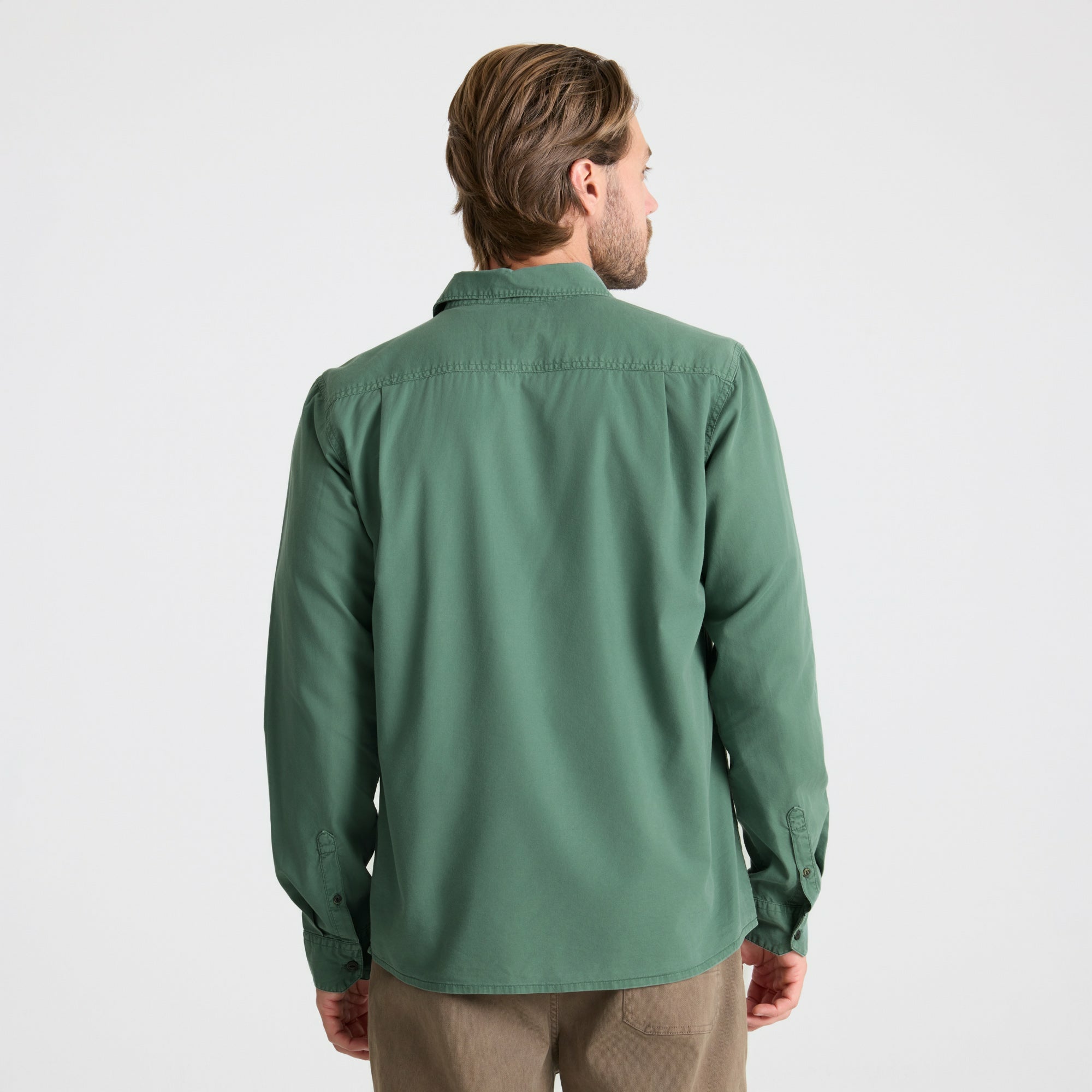 Made To Fade Long Sleeve Button Up Shirt in Washed Slate Green