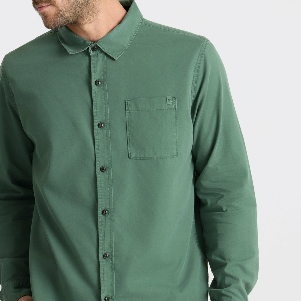 Made To Fade Long Sleeve Button Up Shirt in Washed Slate Green