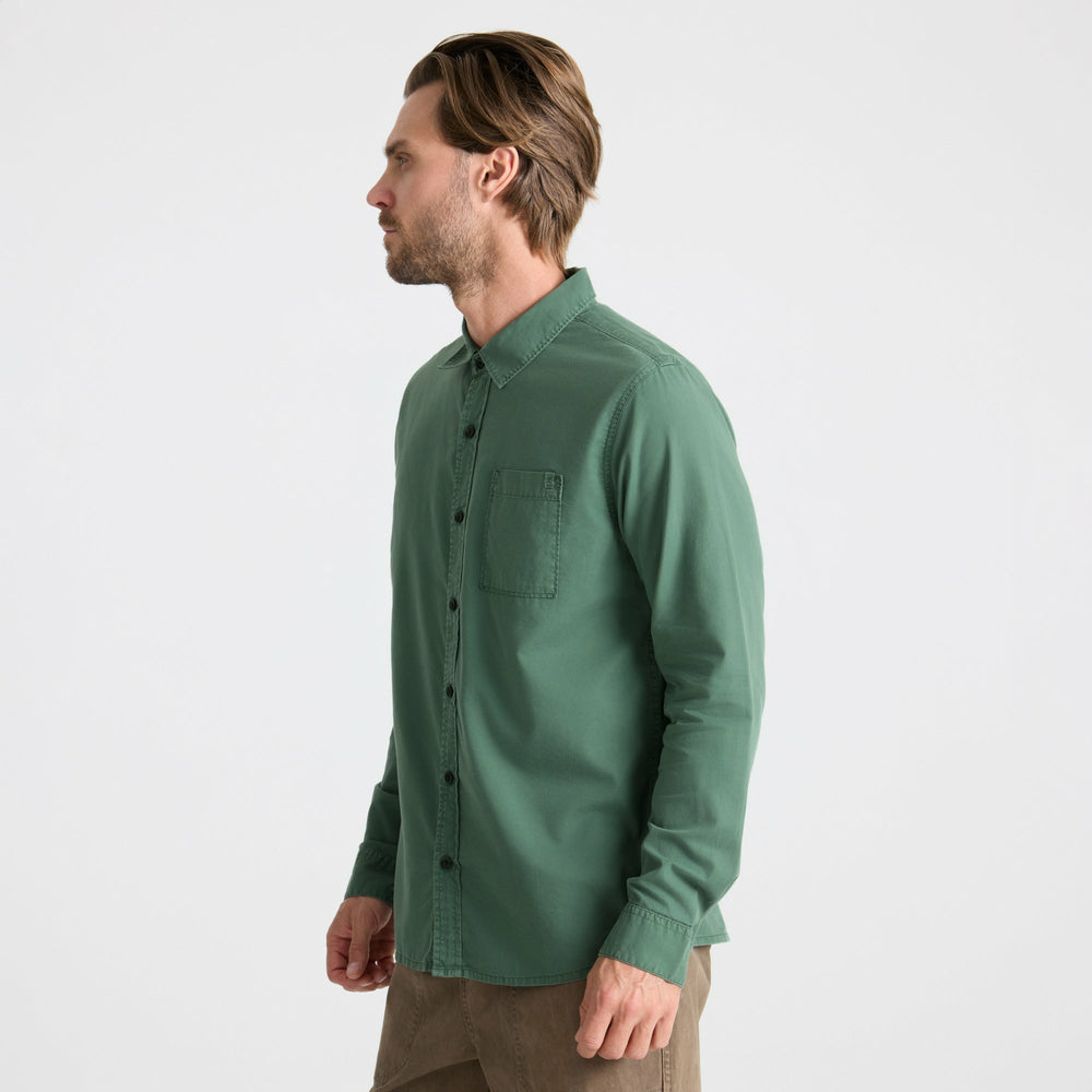 Made To Fade Long Sleeve Button Up Shirt in Washed Slate Green