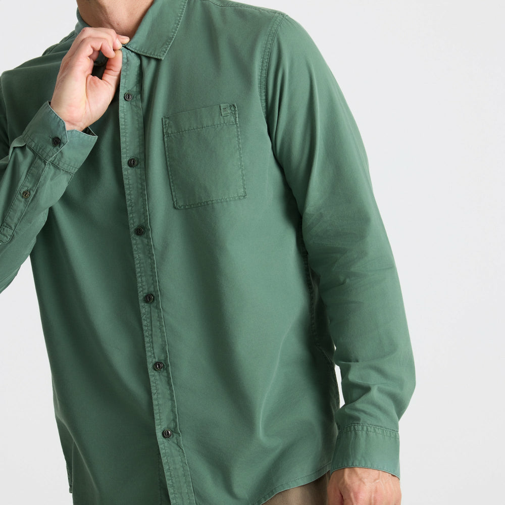 Made To Fade Long Sleeve Button Up Shirt in Washed Slate Green