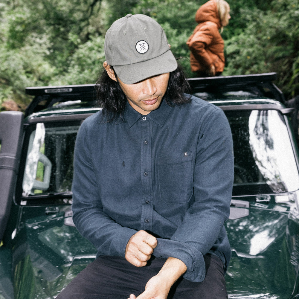 Made To Fade Long Sleeve Button Up Shirt in Washed Charcoal