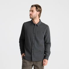 Made To Fade Long Sleeve Button Up Shirt in Washed Charcoal