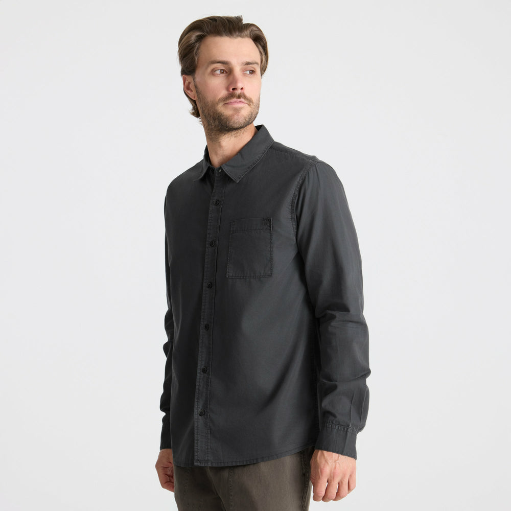 Made To Fade Long Sleeve Button Up Shirt in Washed Charcoal