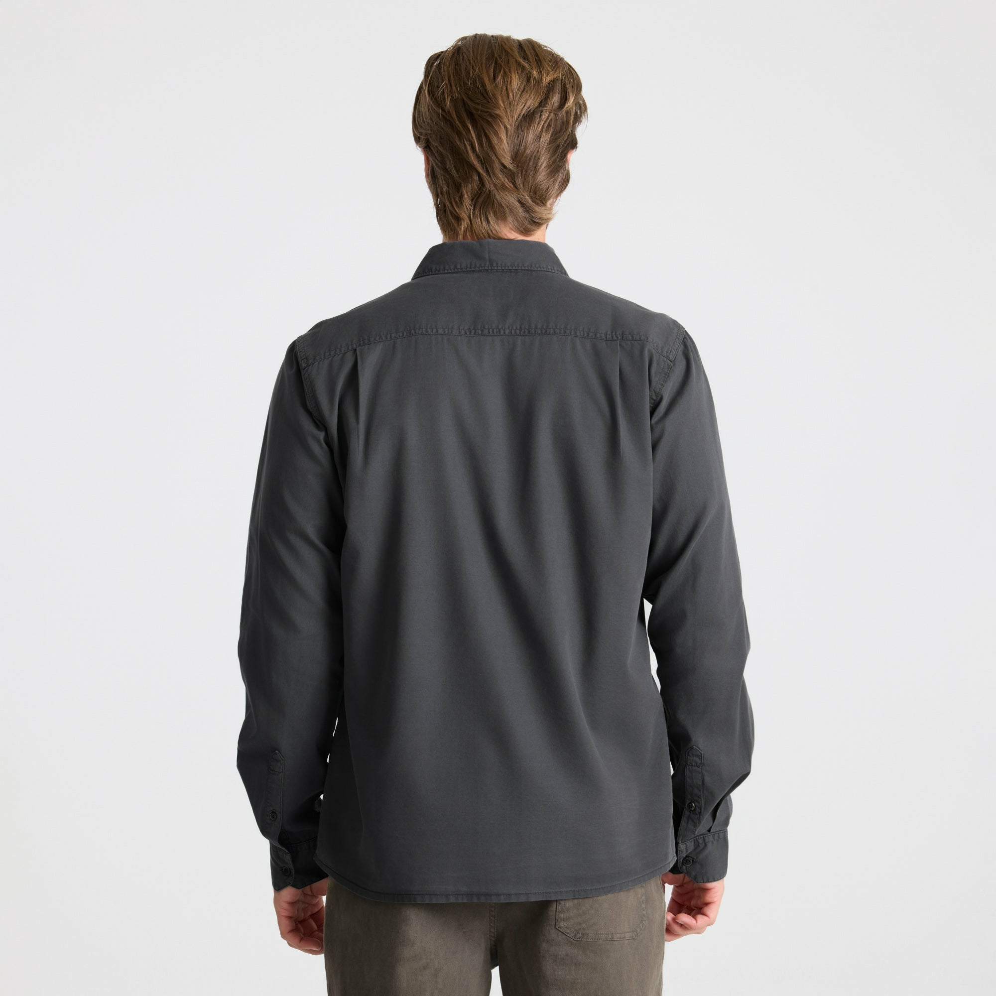 Made To Fade Long Sleeve Button Up Shirt in Washed Charcoal