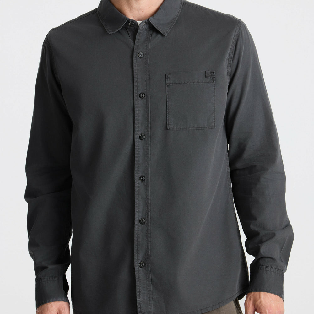 Made To Fade Long Sleeve Button Up Shirt in Washed Charcoal