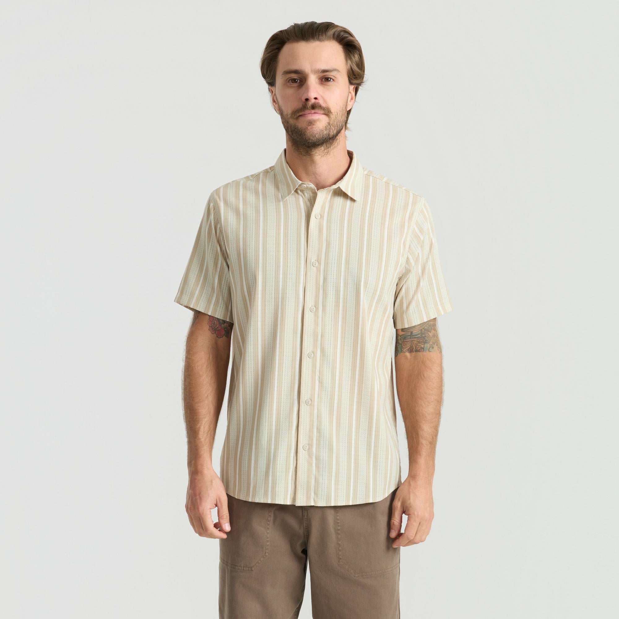 Bless Up Breathable Stretch Shirt in Beige