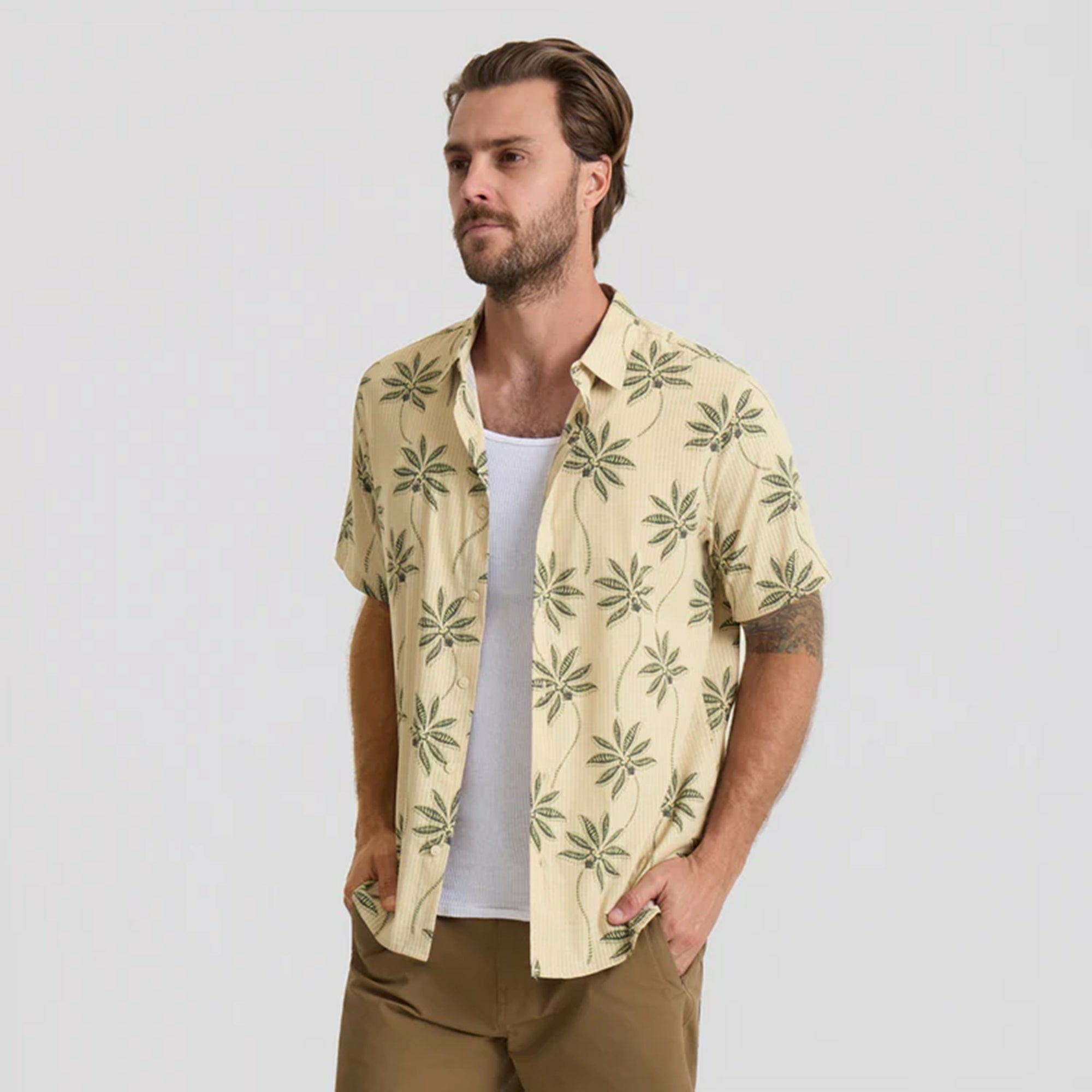 Bless Up Breathable Stretch Shirt in Fossil Print
