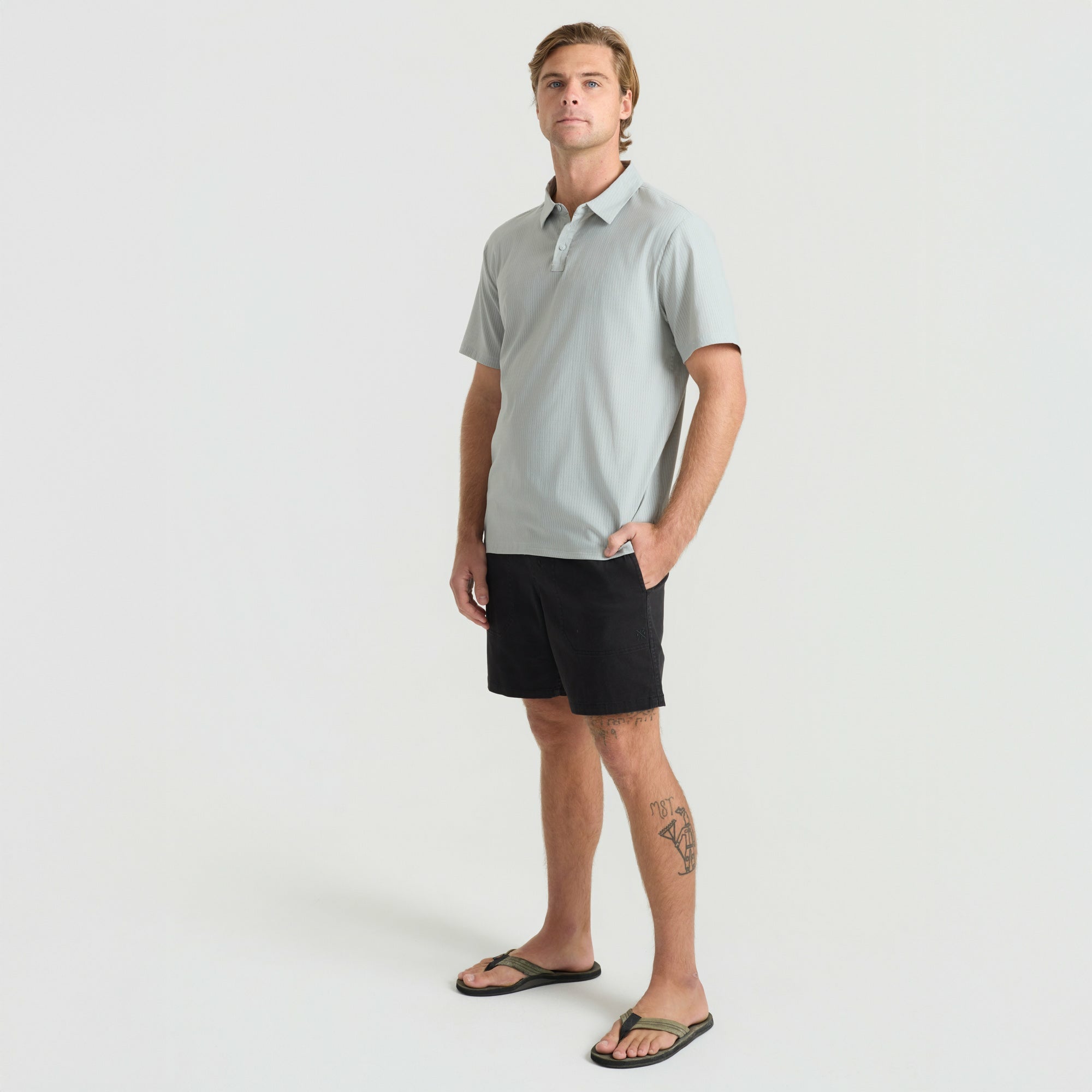 Bless Up Breathable Stretch Polo Shirt in Grey
