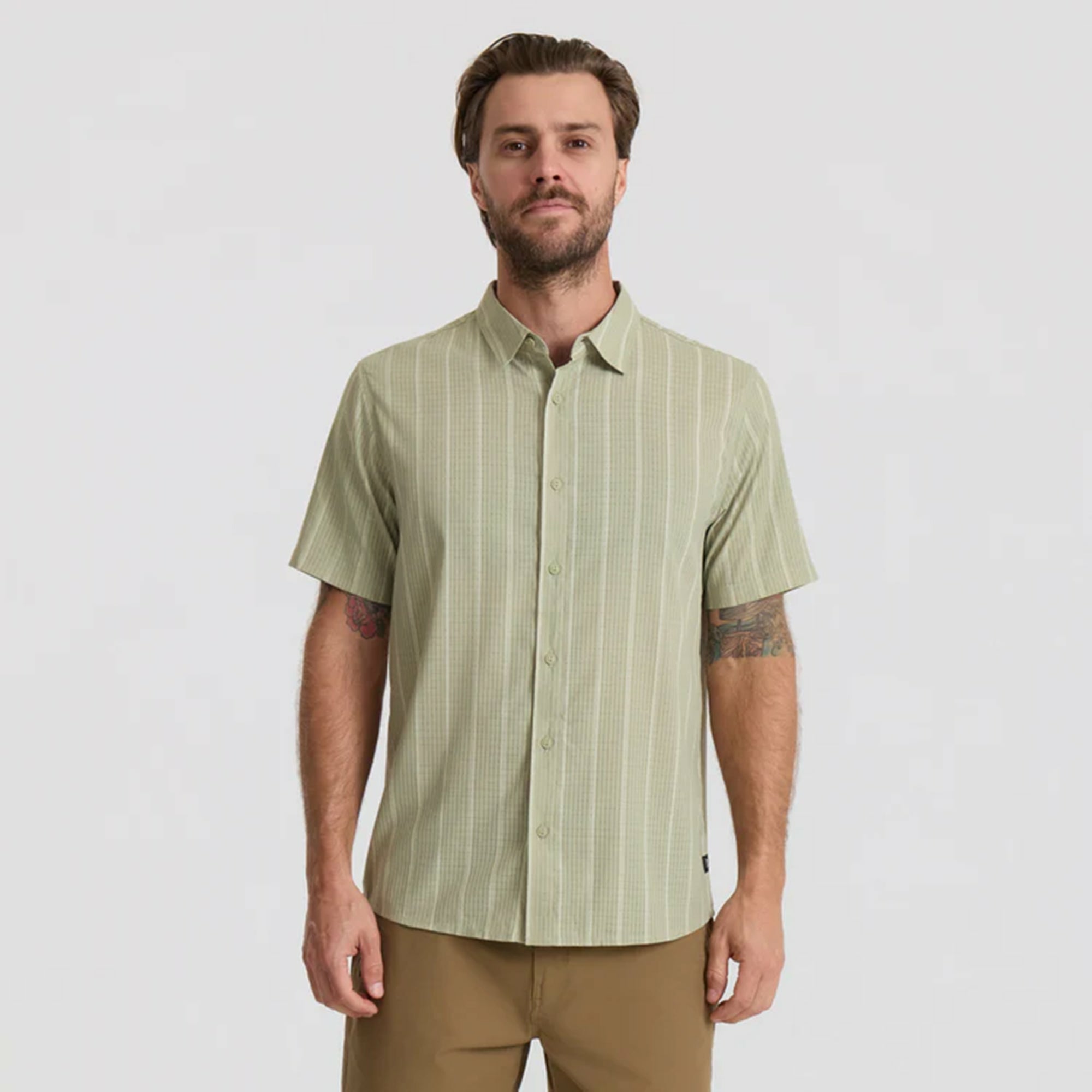 Bless Up Breathable Stretch Shirt in Sage Stripe