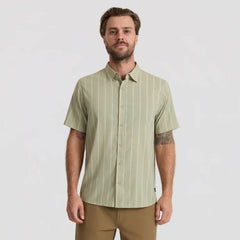 Bless Up Breathable Stretch Shirt in Sage Stripe