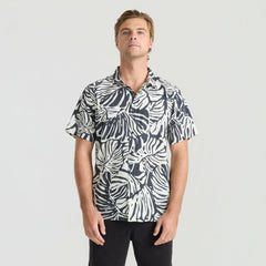 Bless Up Breathable Stretch Shirt in Black Monstera