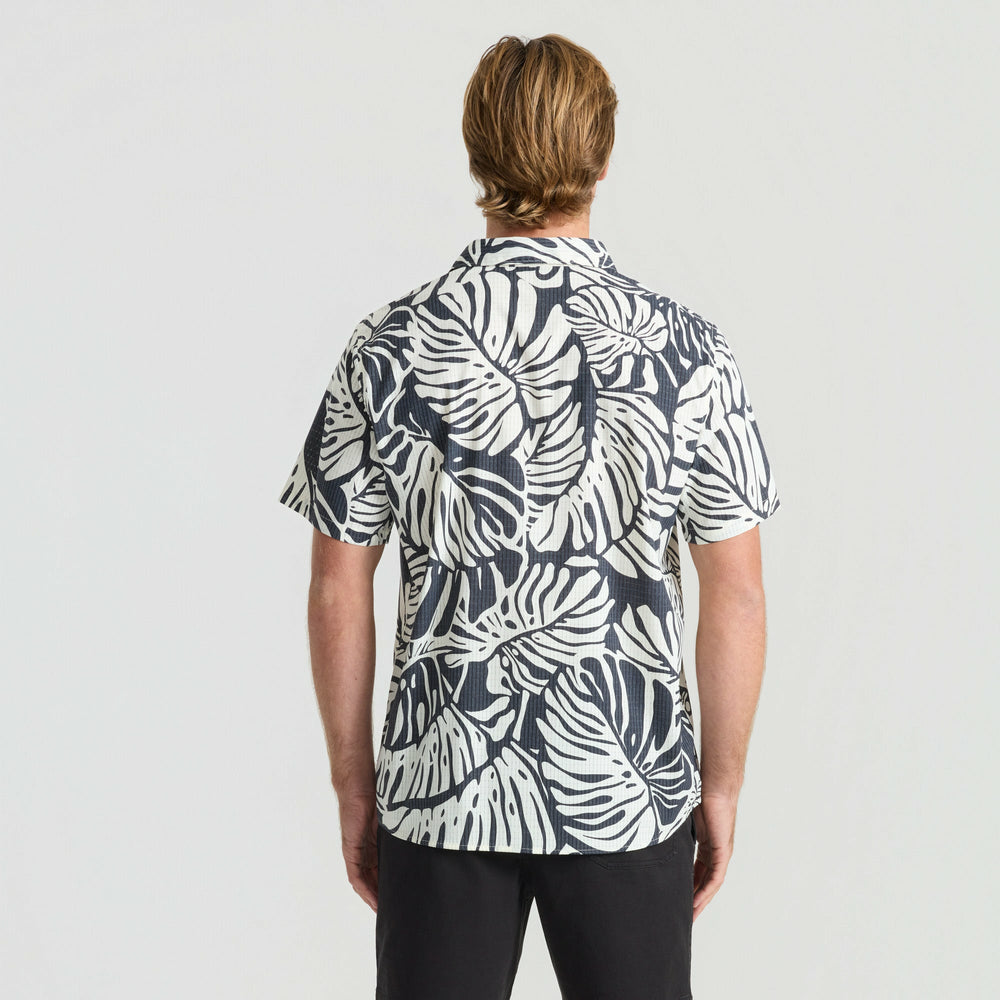 Bless Up Breathable Stretch Shirt in Black Monstera