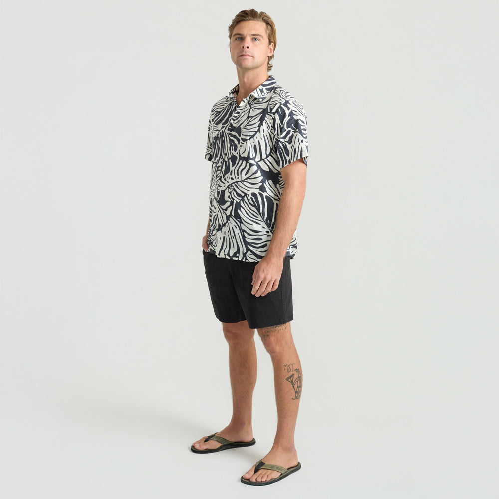 Bless Up Breathable Stretch Shirt in Black Monstera