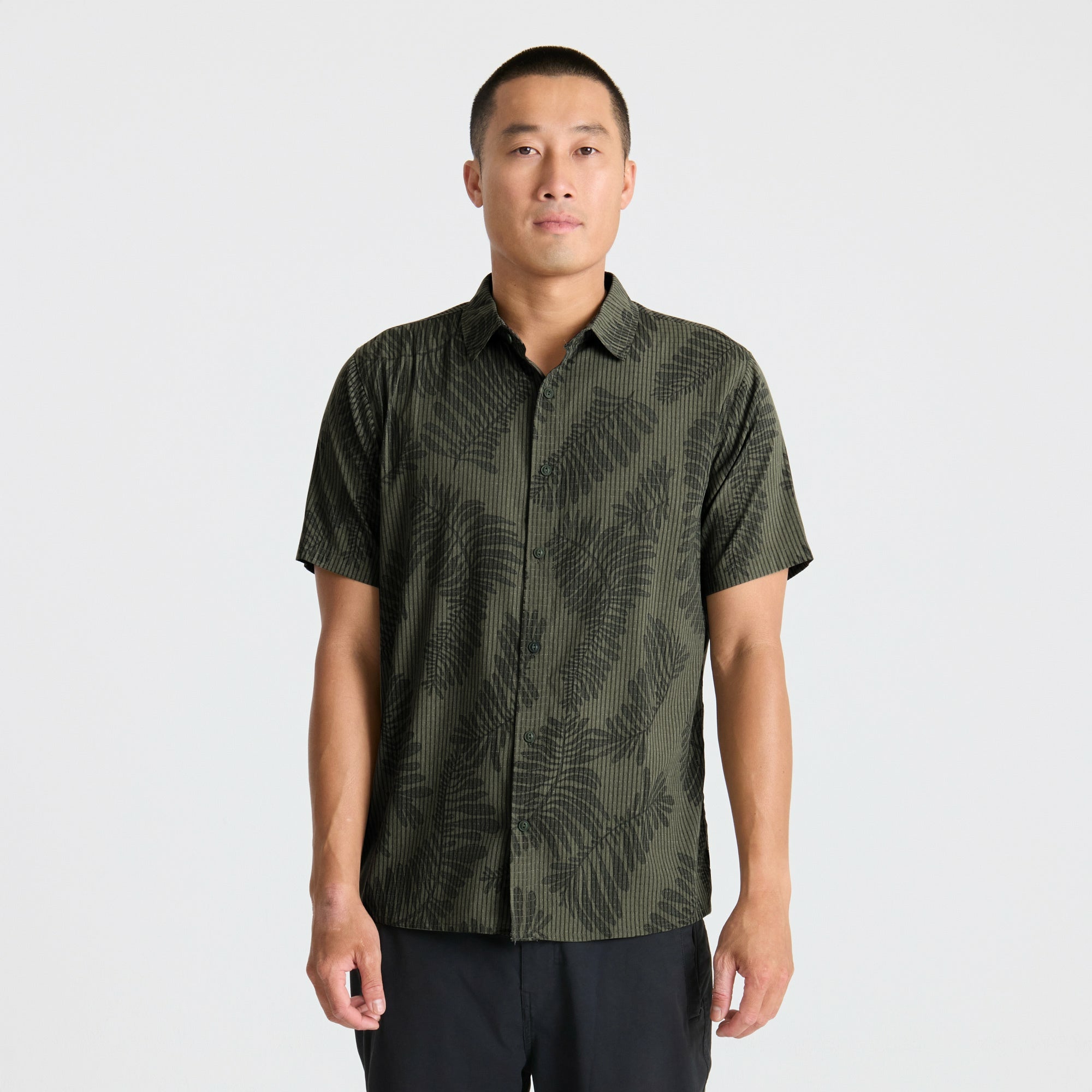 Bless Up Button Up Shirt in Military Kelp