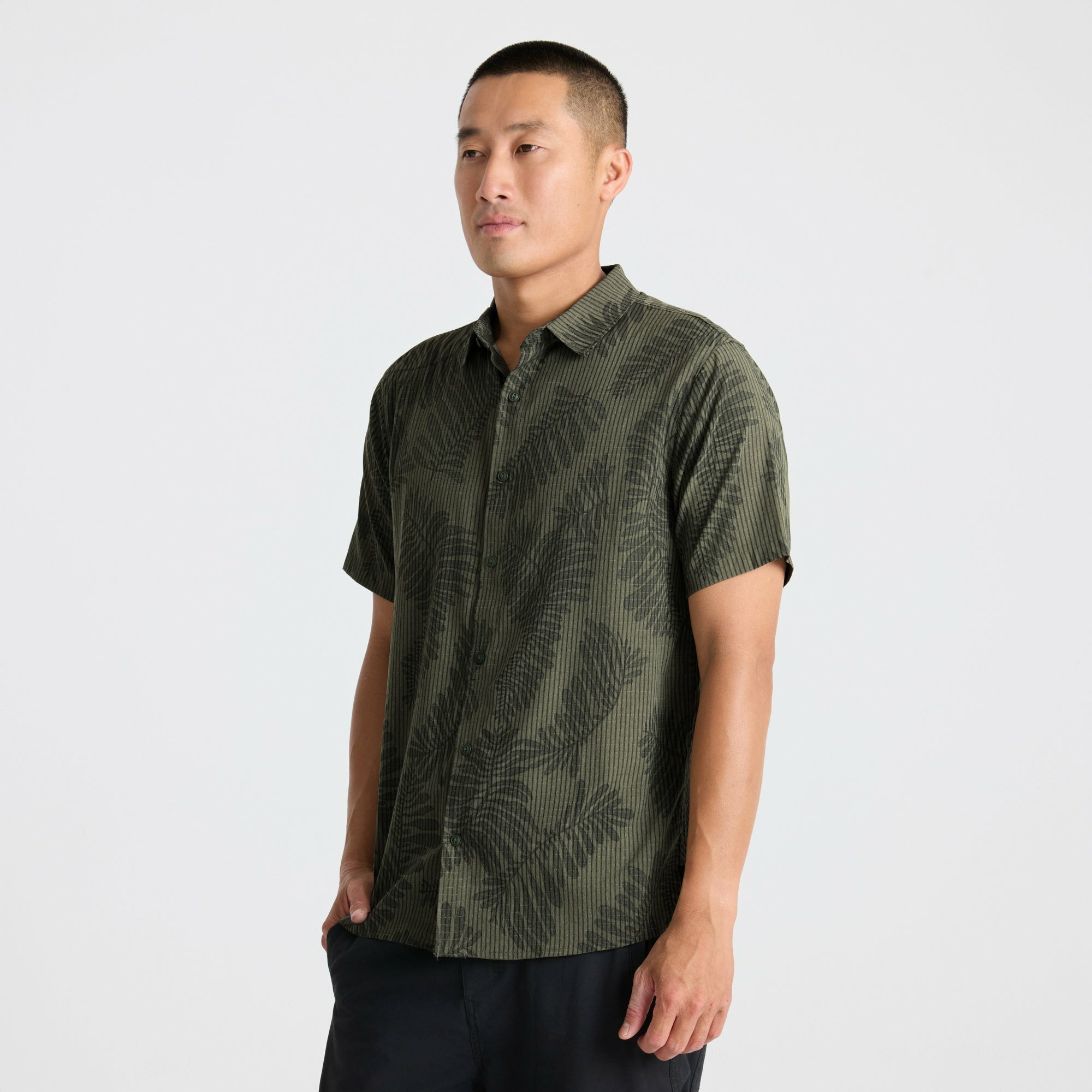 Bless Up Button Up Shirt in Military Kelp