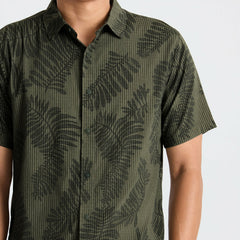 Bless Up Button Up Shirt in Military Kelp