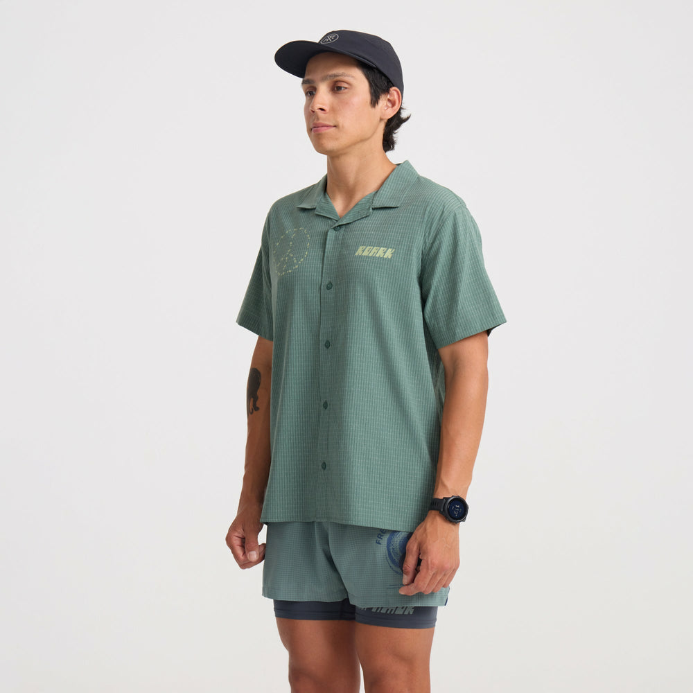 Bless Up Trail Button Up Shirt in Slate Green