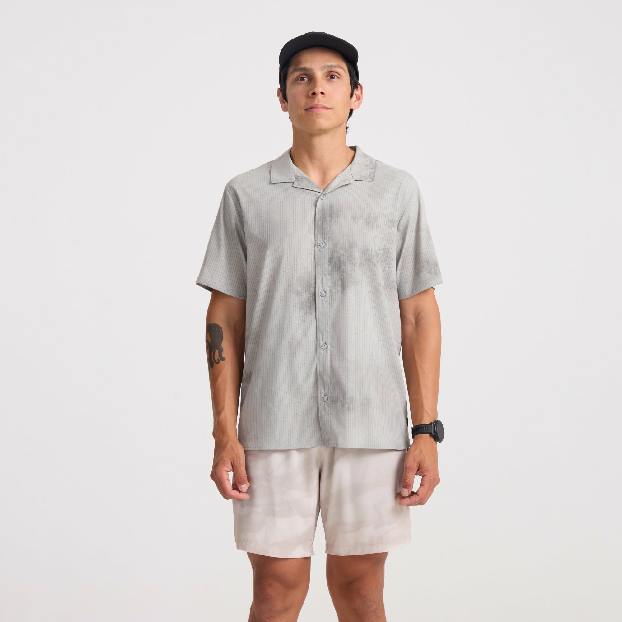 Bless Up Trail Button Up Shirt in Ghost Grey