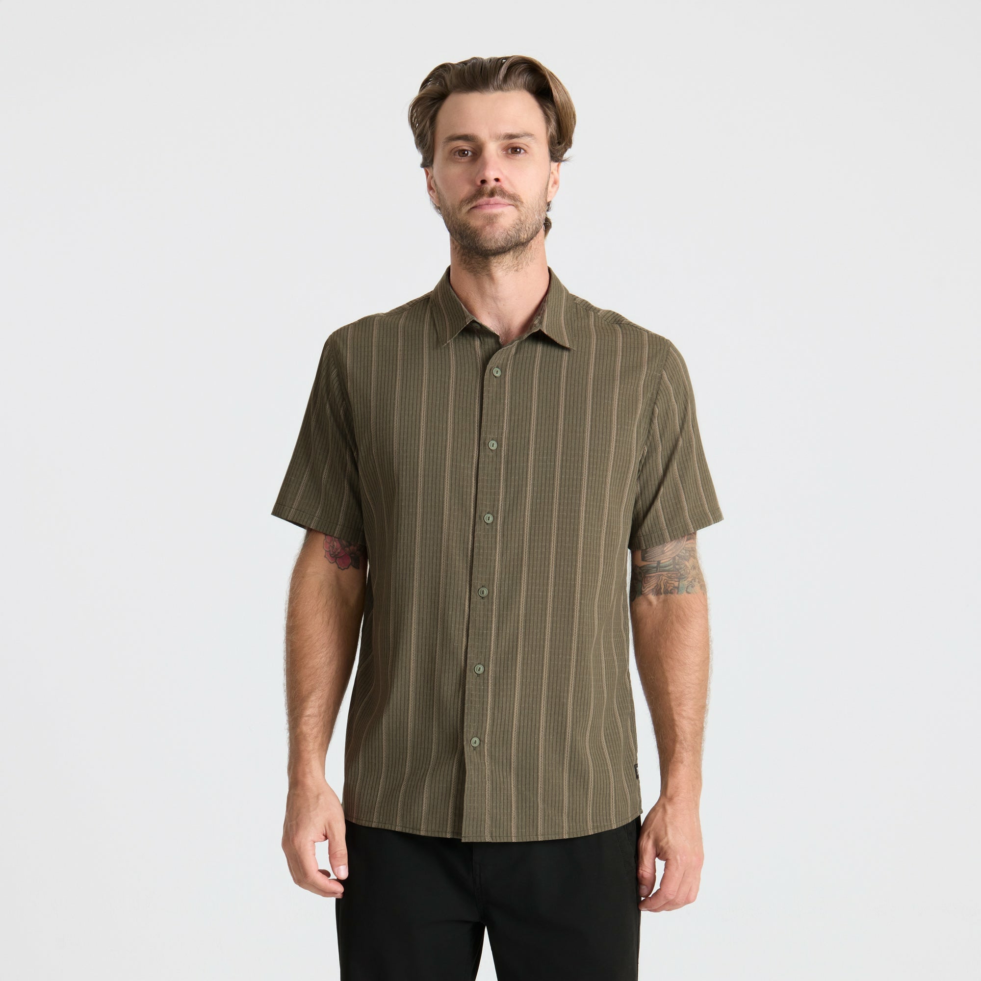 Bless Up Breathable Stretch Shirt in Military Stripes