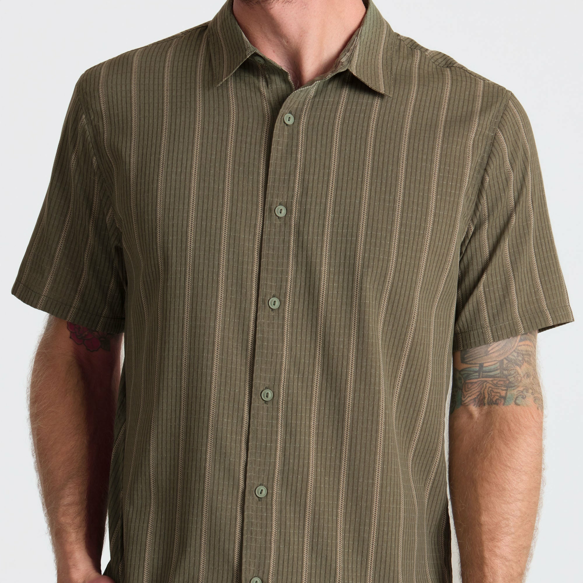 Bless Up Breathable Stretch Shirt in Military Stripes