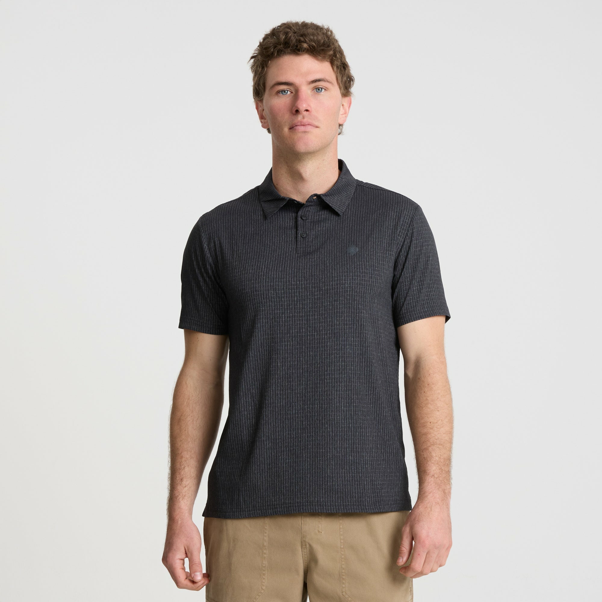 Bless Up Breathable Stretch Polo Shirt in Black