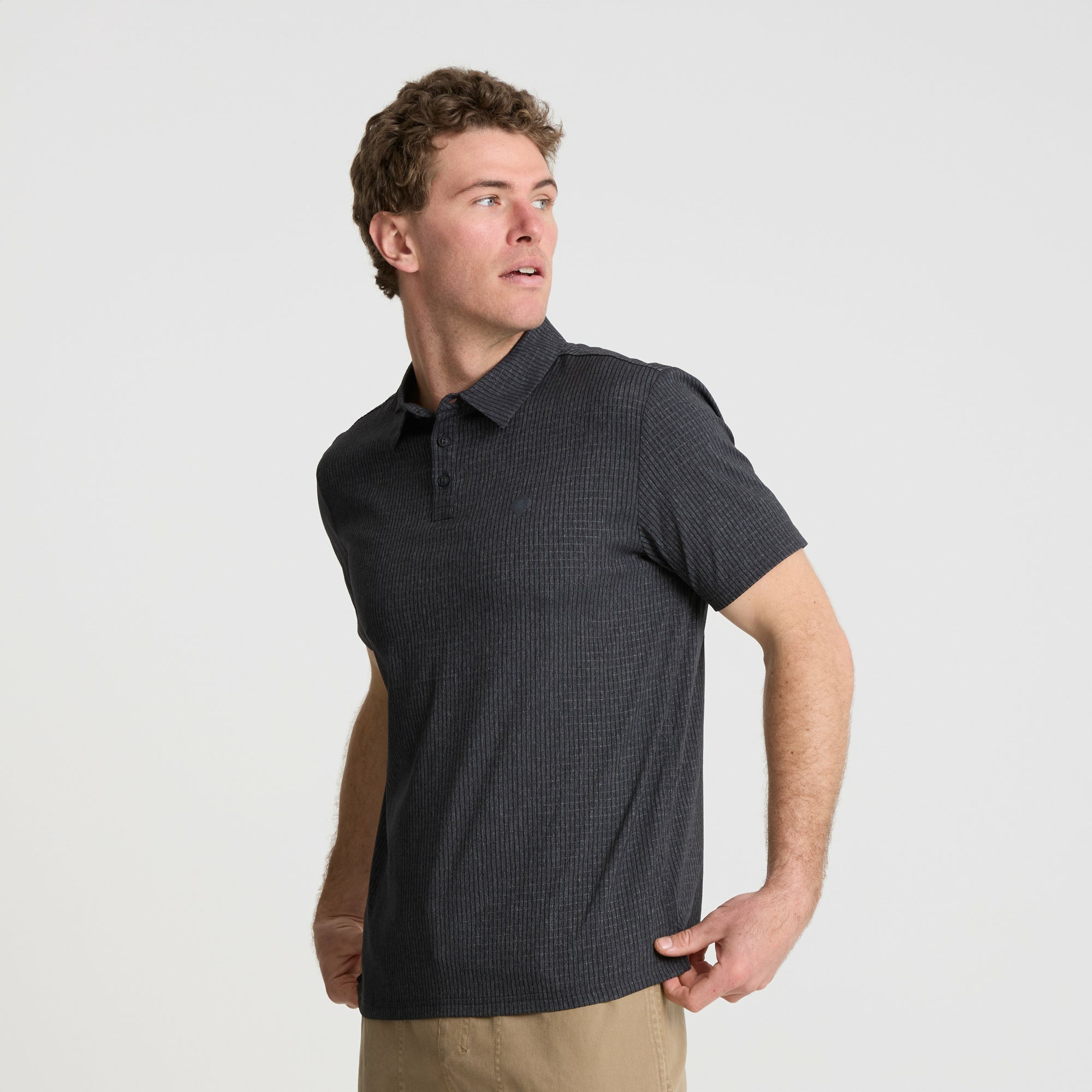 Bless Up Breathable Stretch Polo Shirt in Black