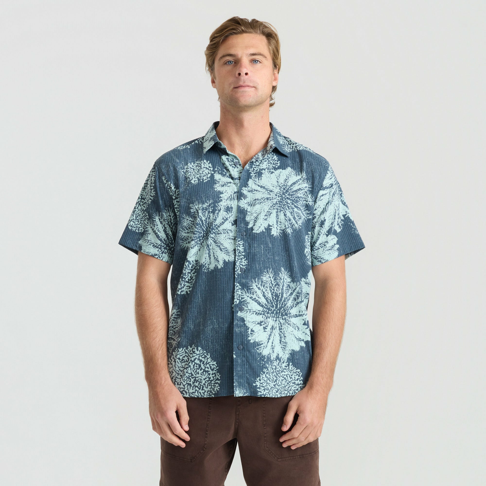 Bless Up Button Up Shirt in Navy Pukpulko
