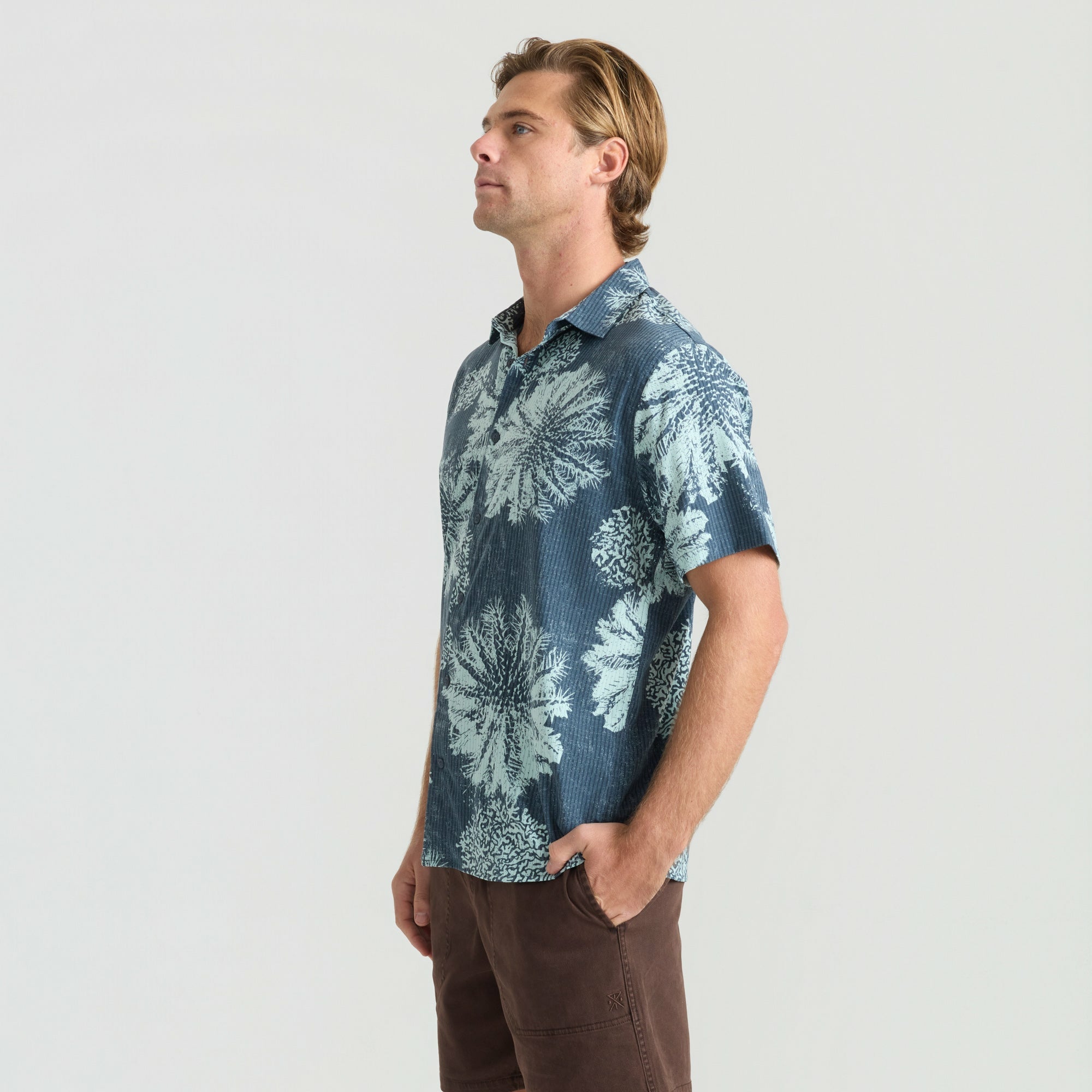 Bless Up Button Up Shirt in Navy Pukpulko