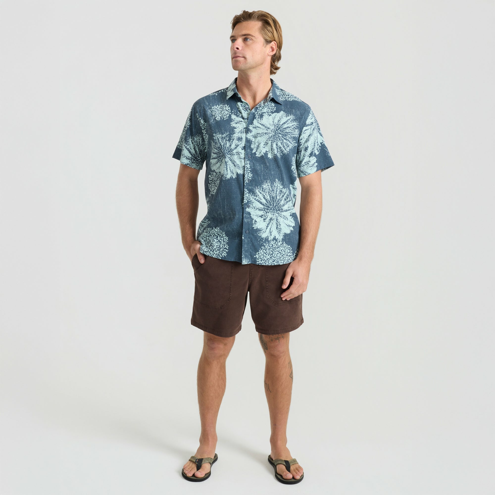 Bless Up Button Up Shirt in Navy Pukpulko