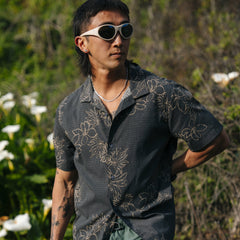 Bless Up Trail Button Up Shirt in Onyx Floral
